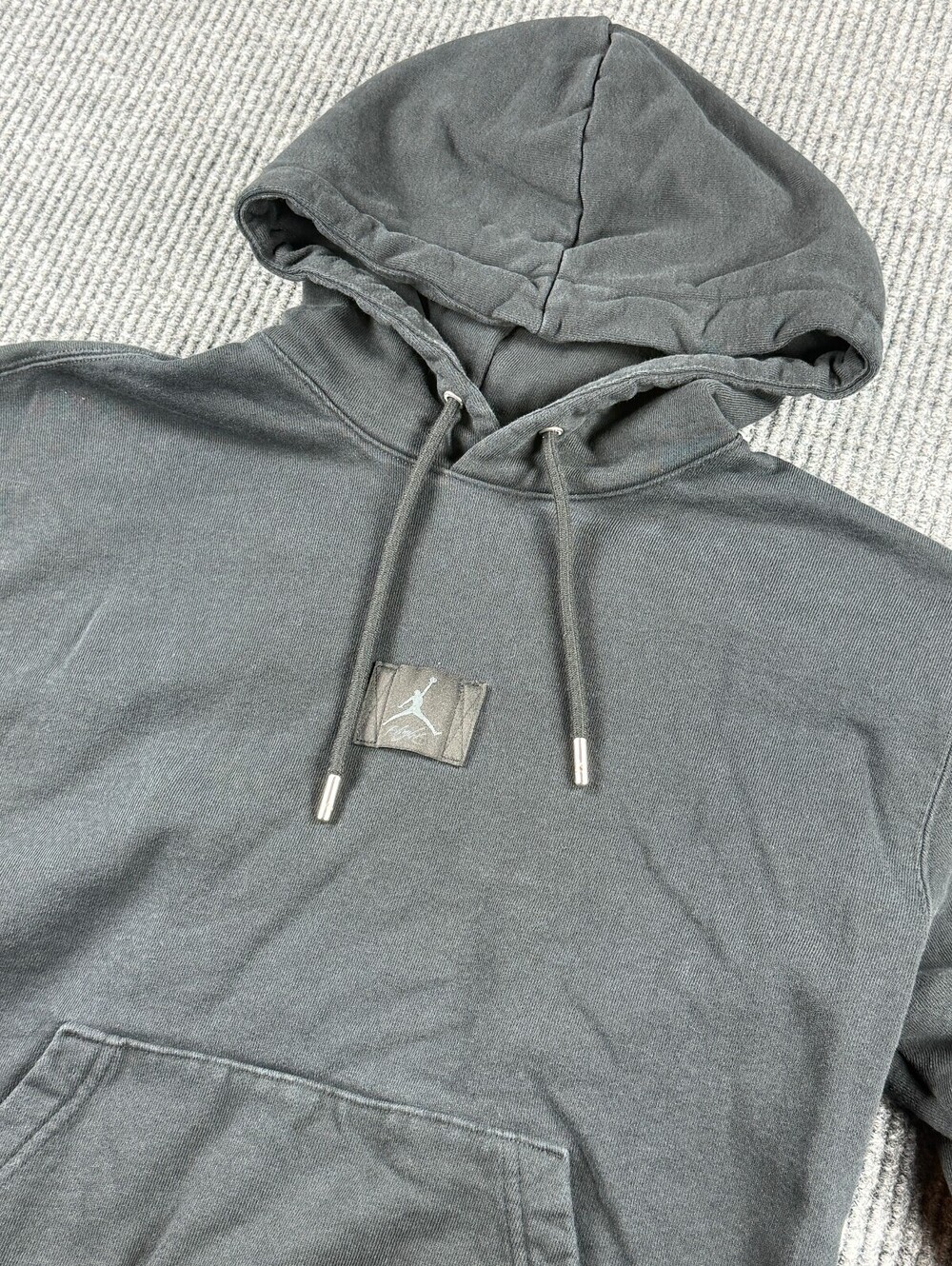 Vintage Nike Air Jordan Pullover Hoodie Mens S Black Flight Center Patch READ